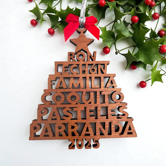 Ron Coquito Parranda Wood Christmas Tree Ornament: Puerto Rican Holiday Decor