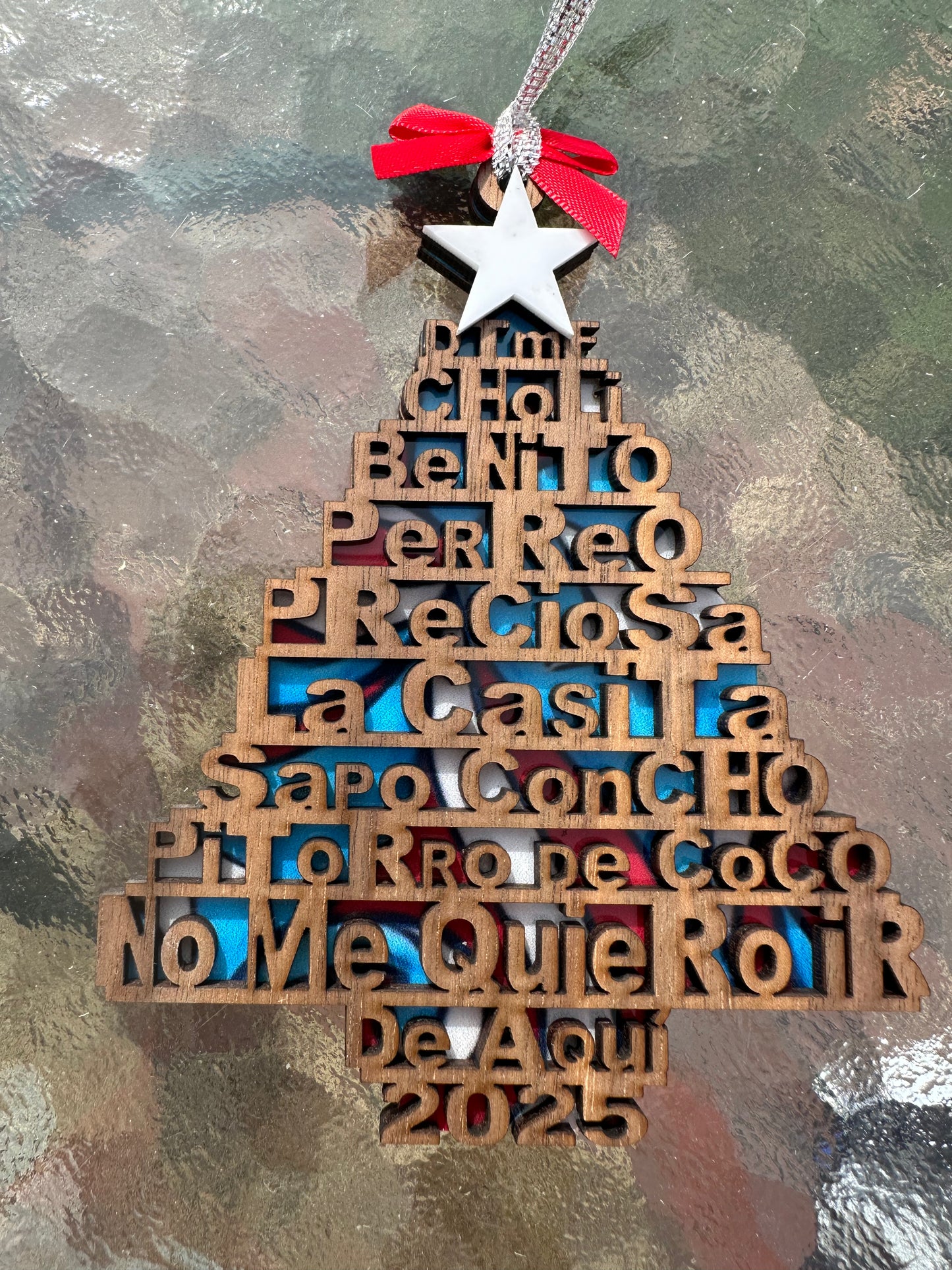 Bad Bunny Wood Christmas Tree Ornament: Puerto Rican Holiday Decor, Perreo, Preciosa