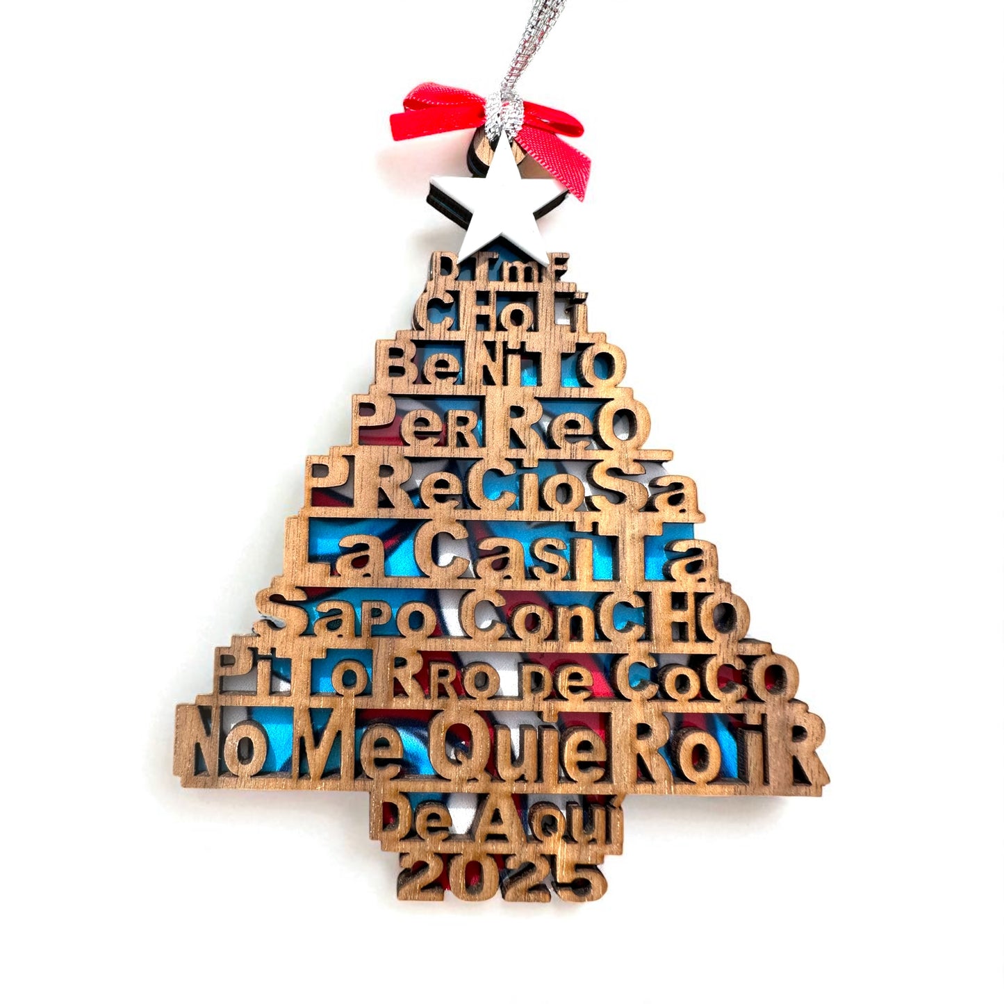 Bad Bunny Wood Christmas Tree Ornament: Puerto Rican Holiday Decor, Perreo, Preciosa