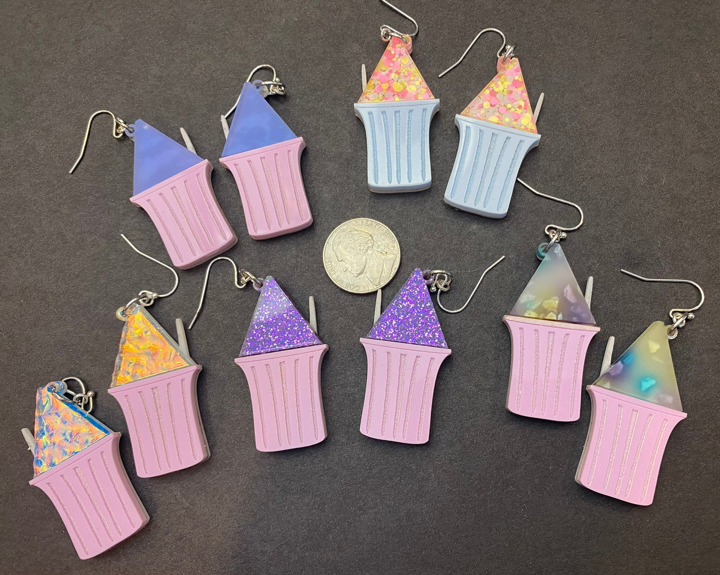 Piragua Earrings, Puerto Rican Shaved Ice Jewelry, Tropical Summer Earrings, Glitter Confetti Cone Earrings, Boricua Pride Accessories, Hand