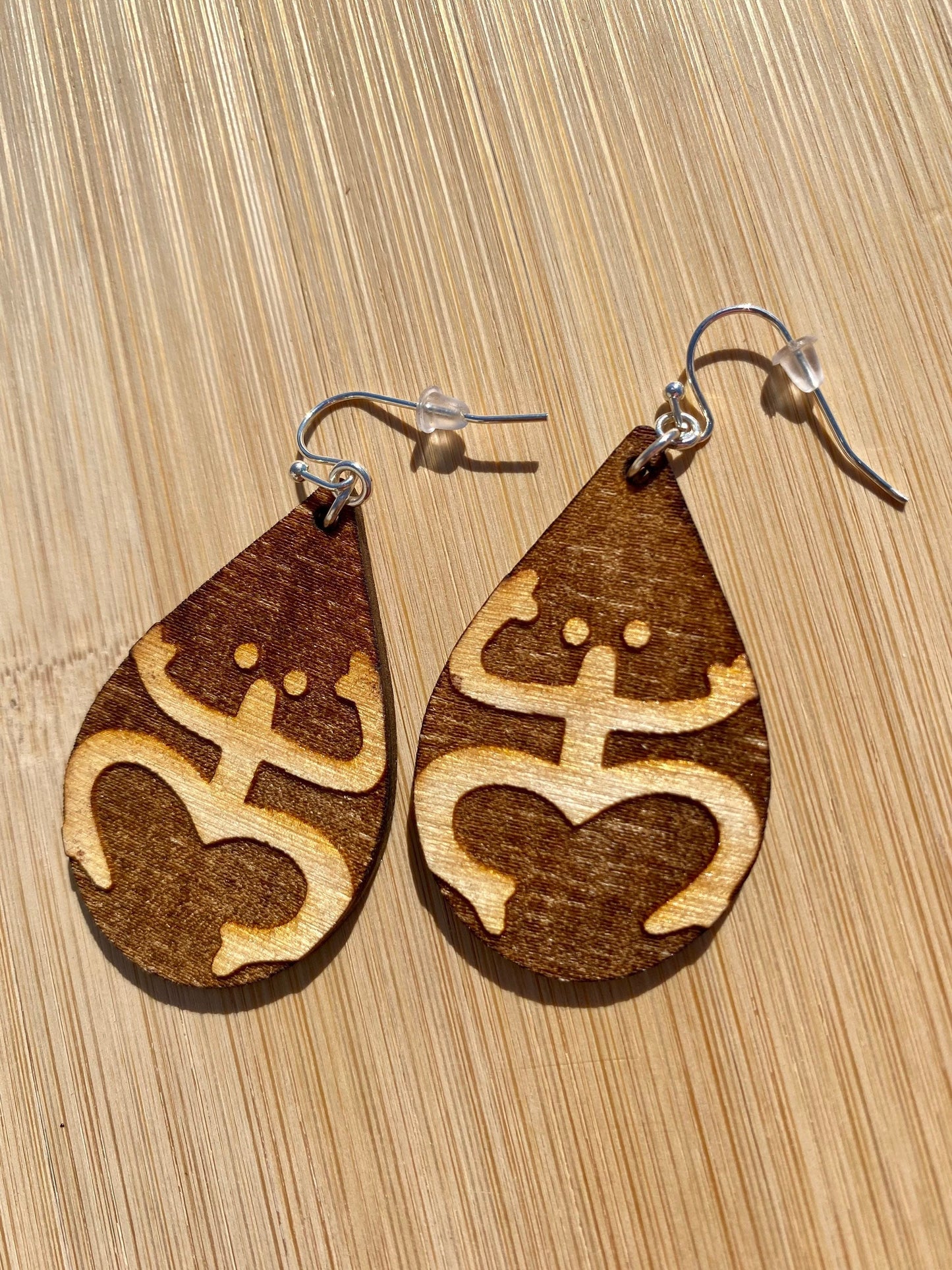 Coqui Taino Wood Earrings: Puerto Rico Art, Tropical Dangle Earrings