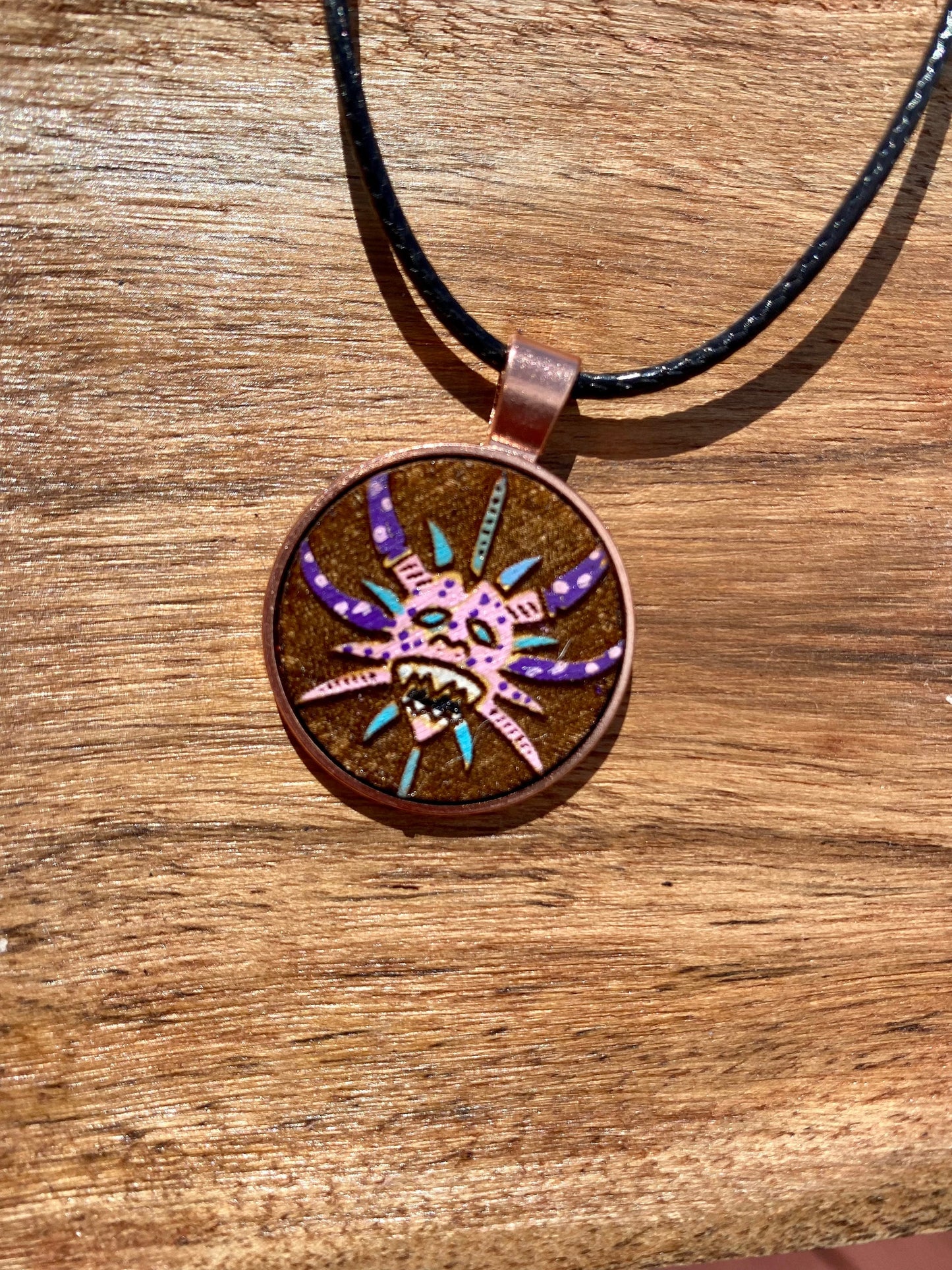 Hand-Painted Vejigante Mask Pendant: Puerto Rican Carnival Art Necklace