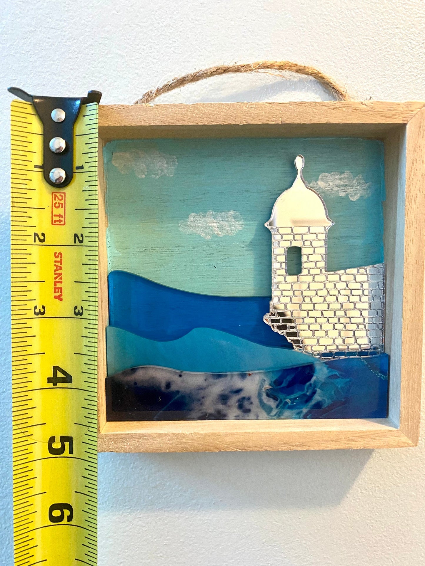 El Morro Art: Handmade Puerto Rico Sunset Painting with ocean acrylic layers, Tropical Wall Decor
