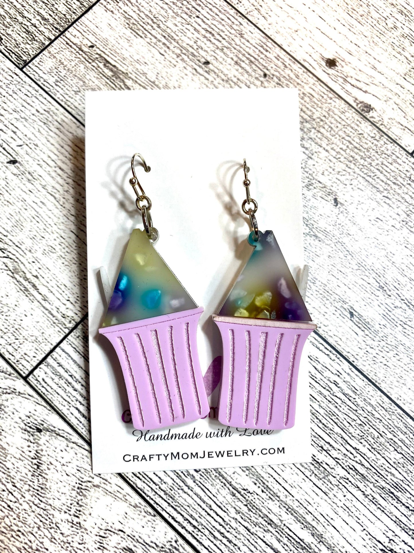 Piragua Earrings, Puerto Rican Shaved Ice Jewelry, Tropical Summer Earrings, Glitter Confetti Cone Earrings, Boricua Pride Accessories, Hand