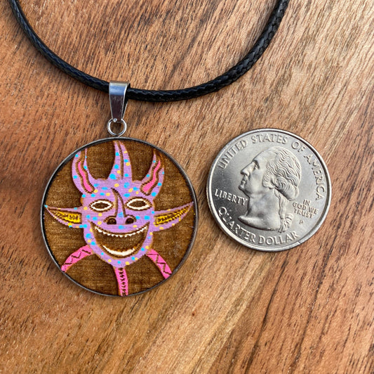 Hand-Painted Vejigante Mask Necklace: Puerto Rican Carnival Art