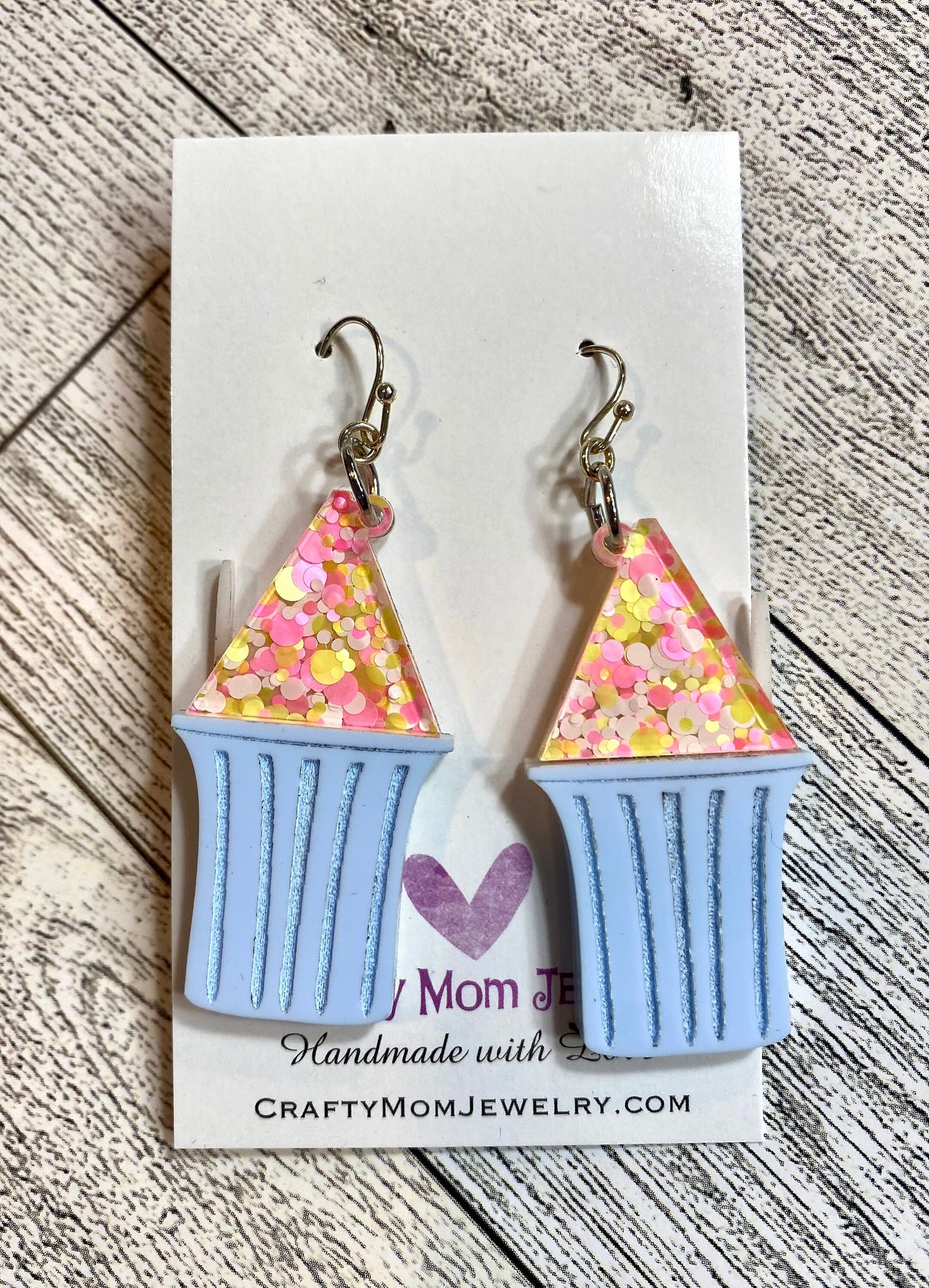 Piragua Earrings, Puerto Rican Shaved Ice Jewelry, Tropical Summer Earrings, Glitter Confetti Cone Earrings, Boricua Pride Accessories, Hand