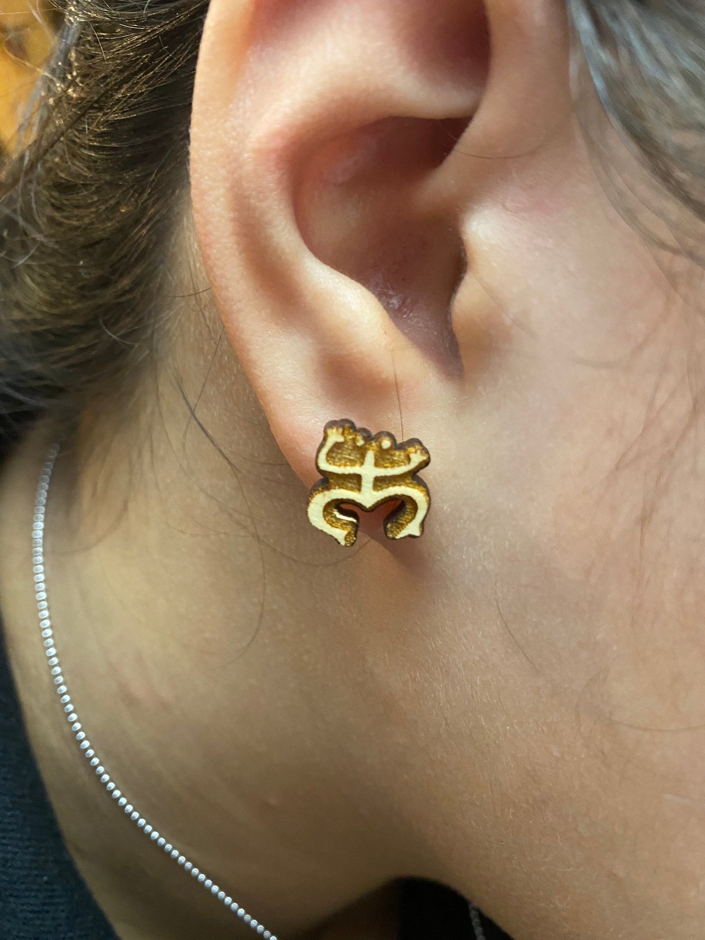 Coqui Taino Sol Wood Earrings: Puerto Rico Art Studs