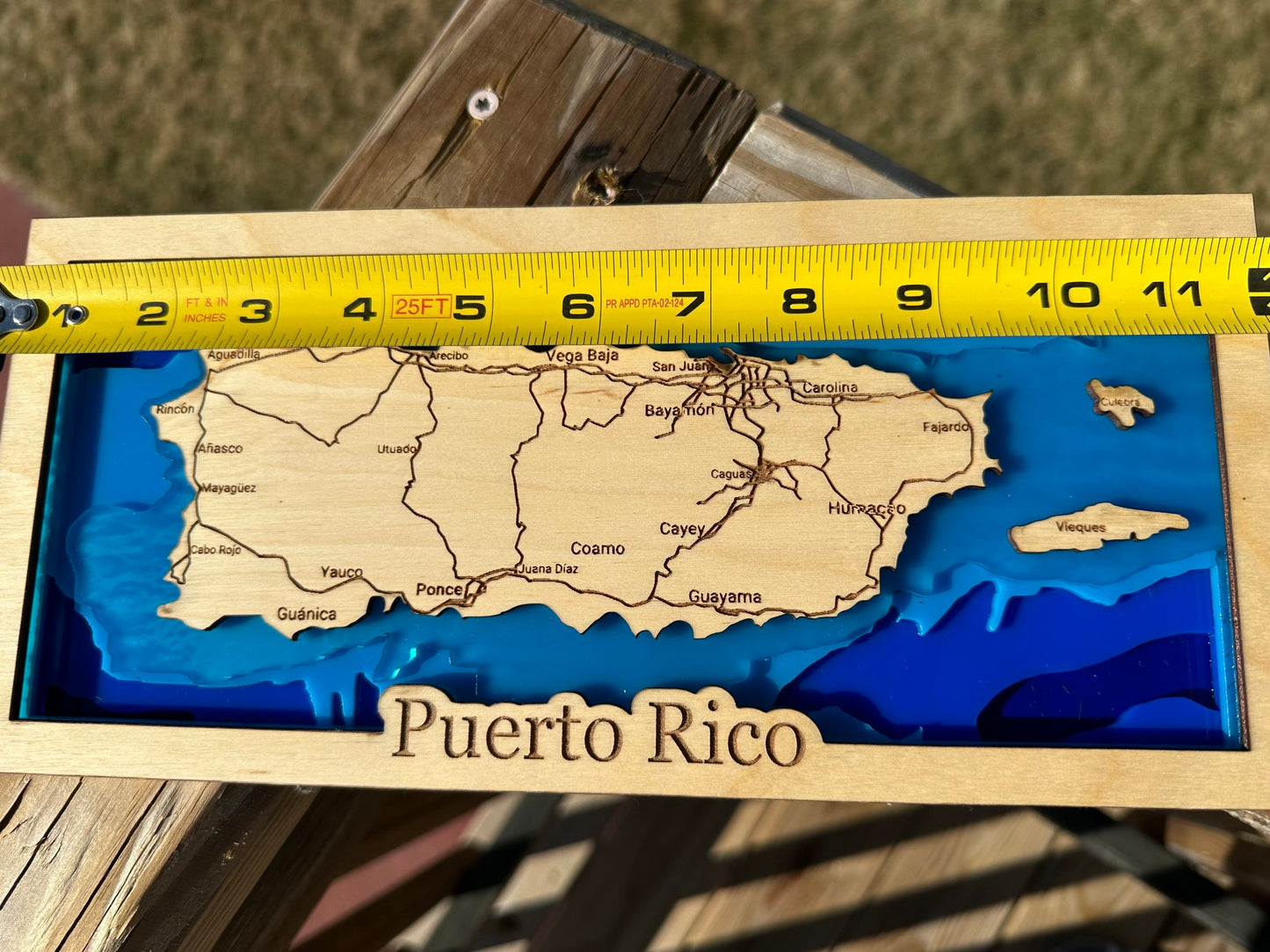 3D Puerto Rico layers Topography Map: Ocean Art Desk Decor shelf sitter