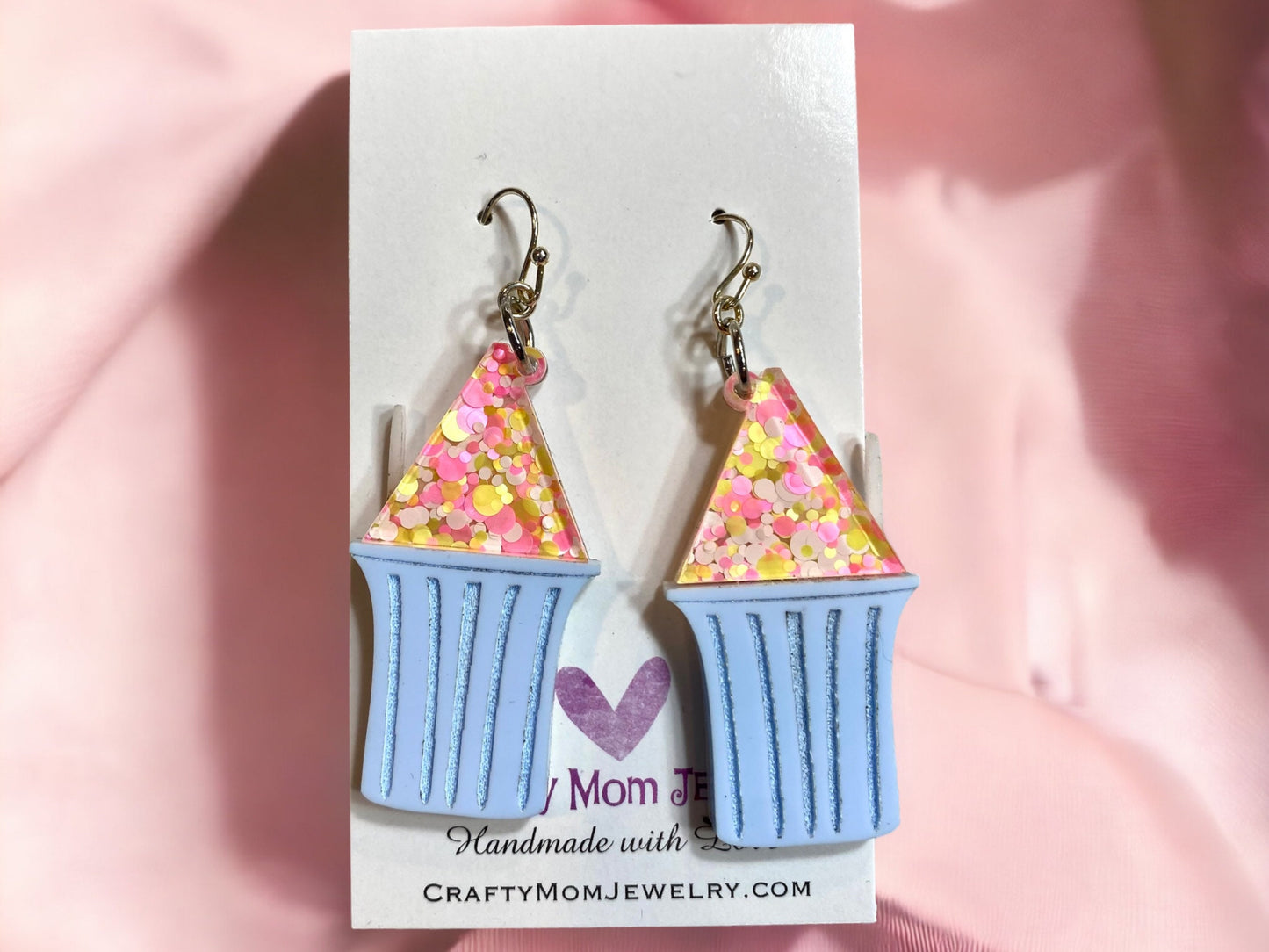 Piragua Earrings, Puerto Rican Shaved Ice Jewelry, Tropical Summer Earrings, Glitter Confetti Cone Earrings, Boricua Pride Accessories, Hand