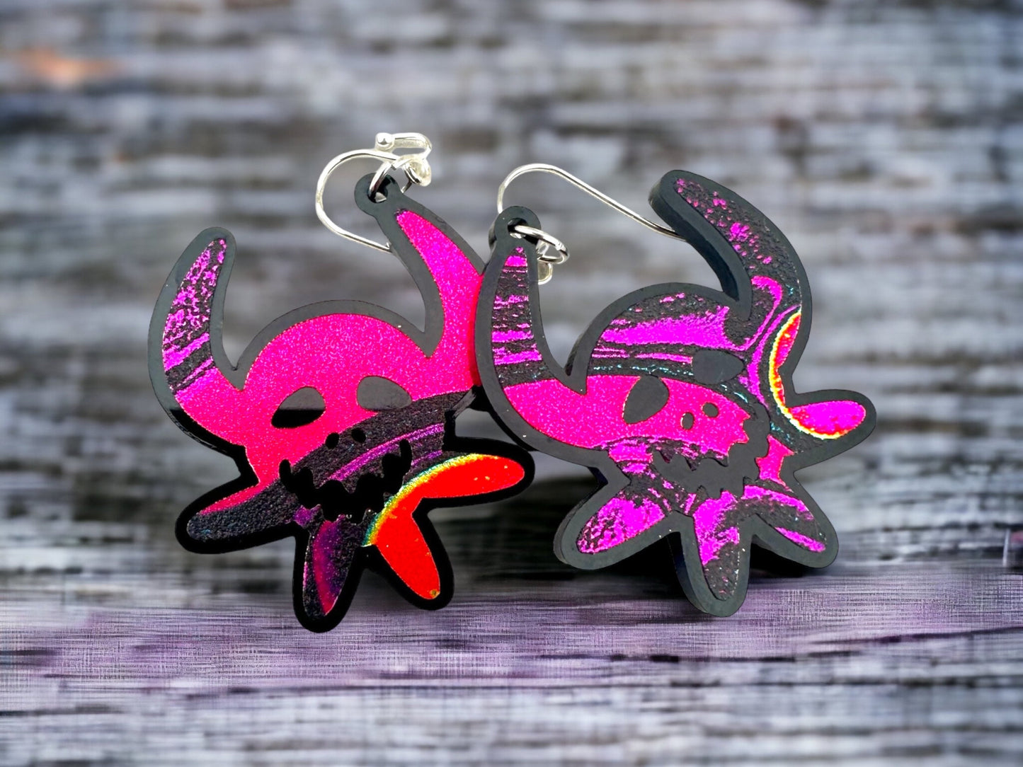 Metallic shimmer Vejigante earrings, Puerto Rico art, Carnival Mask dangles, birthday present for best friend, Mothers Day gift for sister,