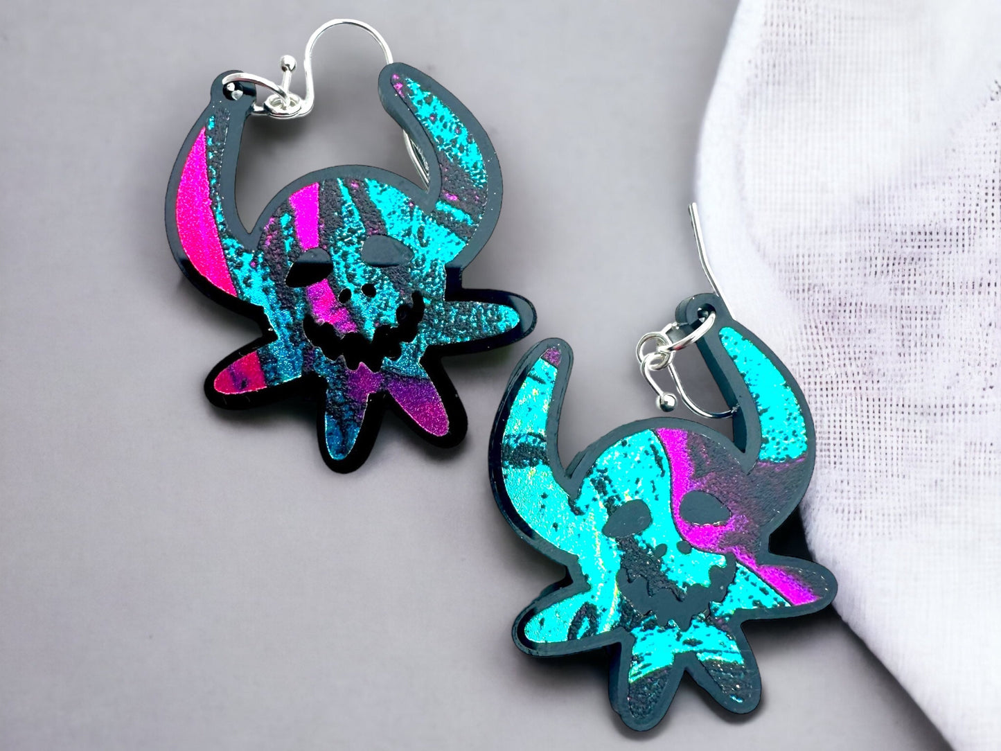 Metallic shimmer Vejigante earrings, Puerto Rico art, Carnival Mask dangles, birthday present for best friend, Mothers Day gift for sister,