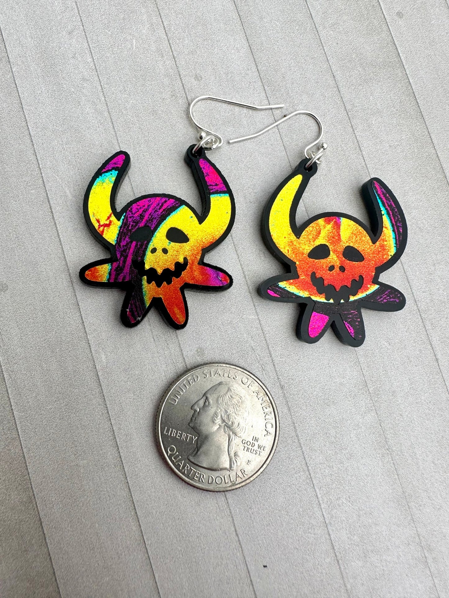 Metallic shimmer Vejigante earrings, Puerto Rico art, Carnival Mask dangles, birthday present for best friend, Mothers Day gift for sister,