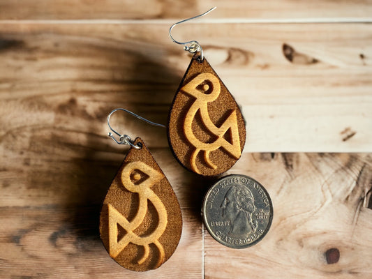 Taino Symbol Wood engraved Earrings: Boriken Eternal Love symbol Jewelry