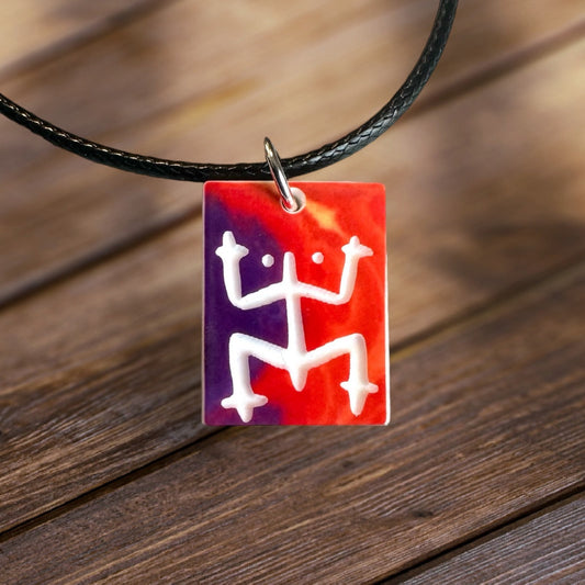 Taino Coqui Acrylic Pendant Necklace: Puerto Rico Art