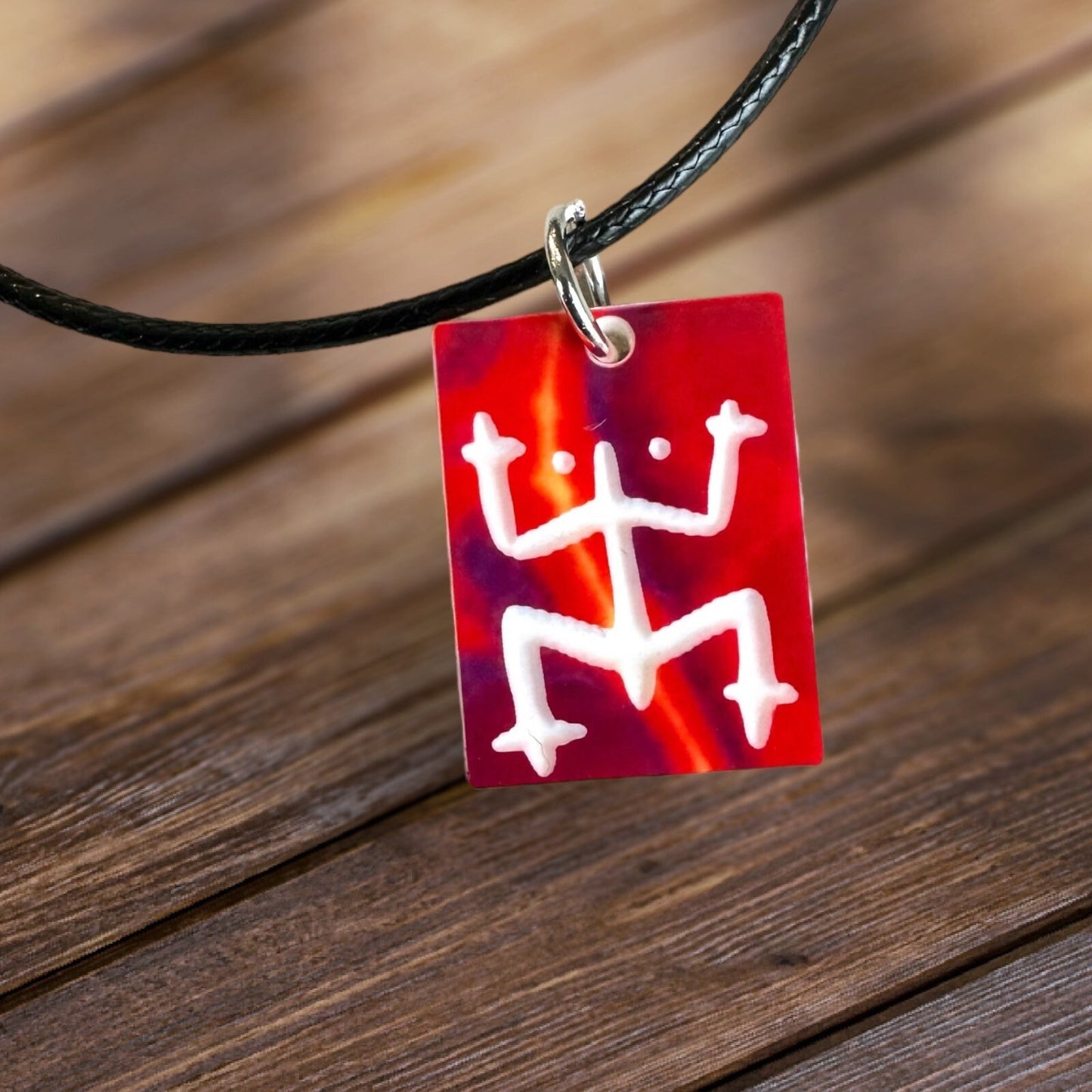 Taino Coqui Acrylic Pendant Necklace: Puerto Rico Art