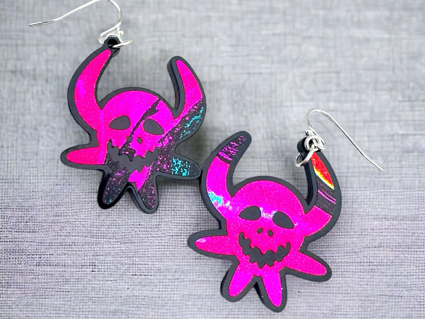 Metallic shimmer Vejigante earrings, Puerto Rico art, Carnival Mask dangles, birthday present for best friend, Mothers Day gift for sister,