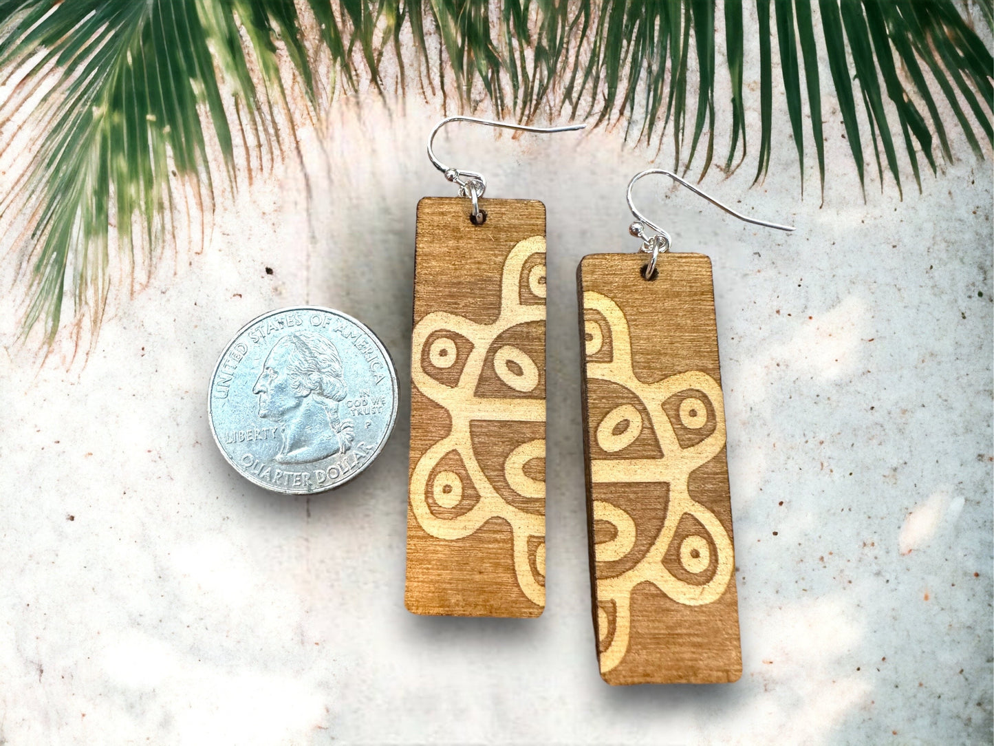 Taino Coqui Sol Wood Earrings: Puerto Rico Tropical Jewelry