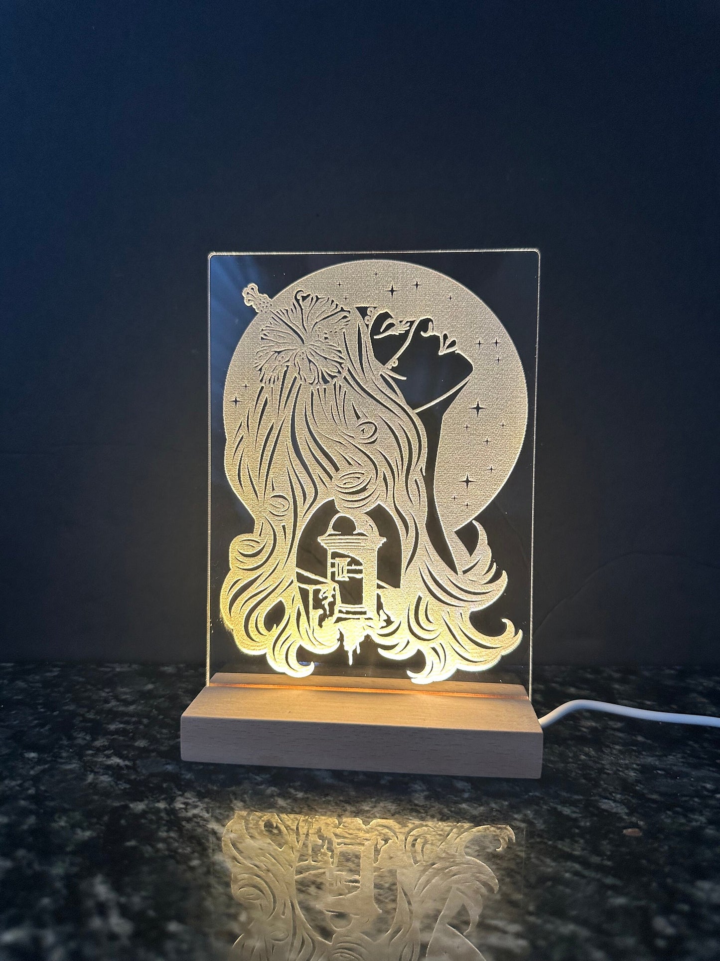 Puerto Rican Woman LED Lamp: El Morro Acrylic Night Light