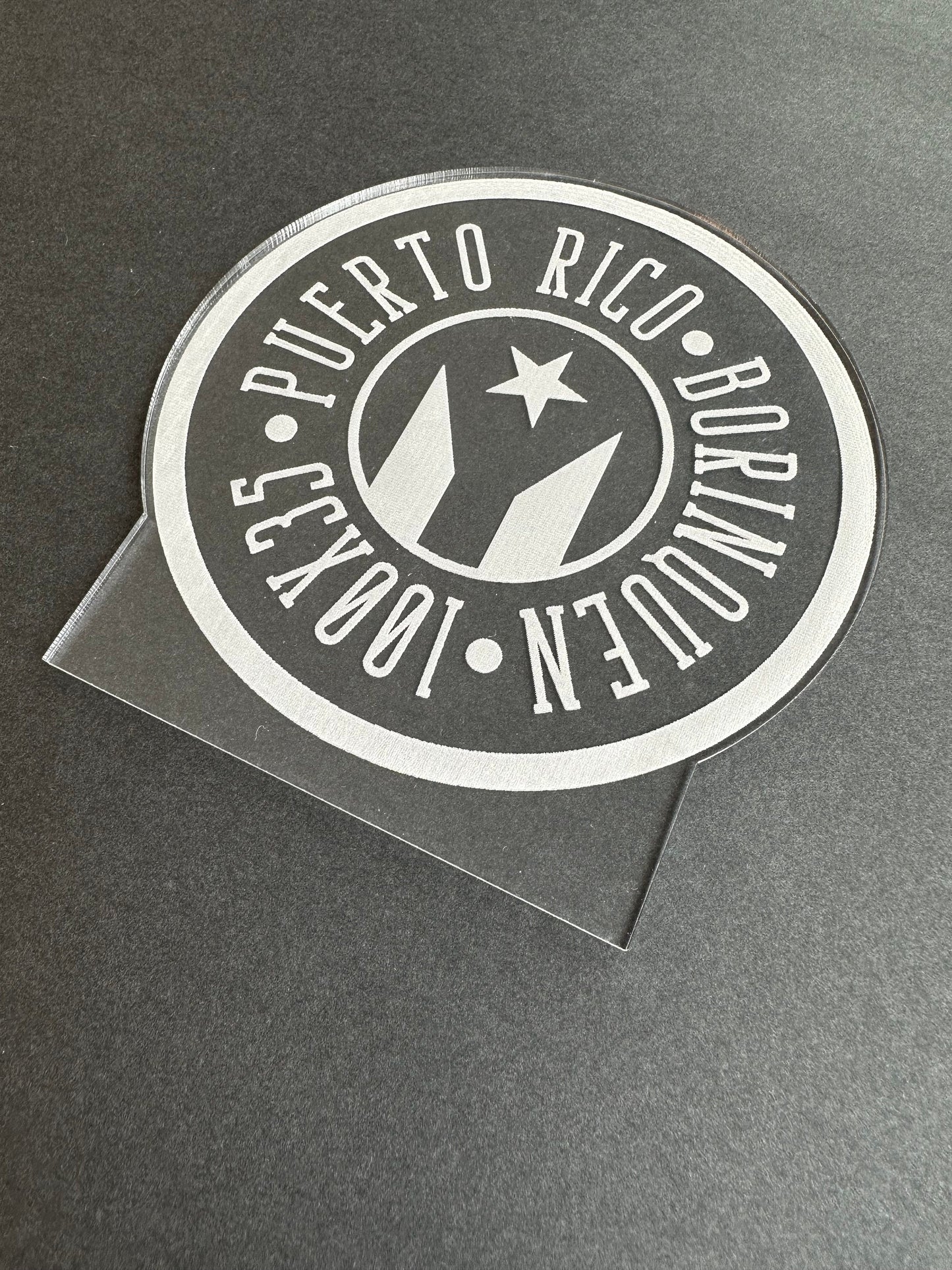 Puerto Rican Flag LED Lamp: Engraved Acrylic Night Light. Desk art