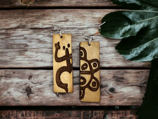 Taino Coqui Sol Wood Earrings: Puerto Rico Tropical Jewelry