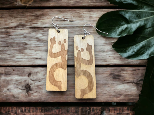 Taino Coqui Sol Wood Earrings: Puerto Rico Tropical Jewelry