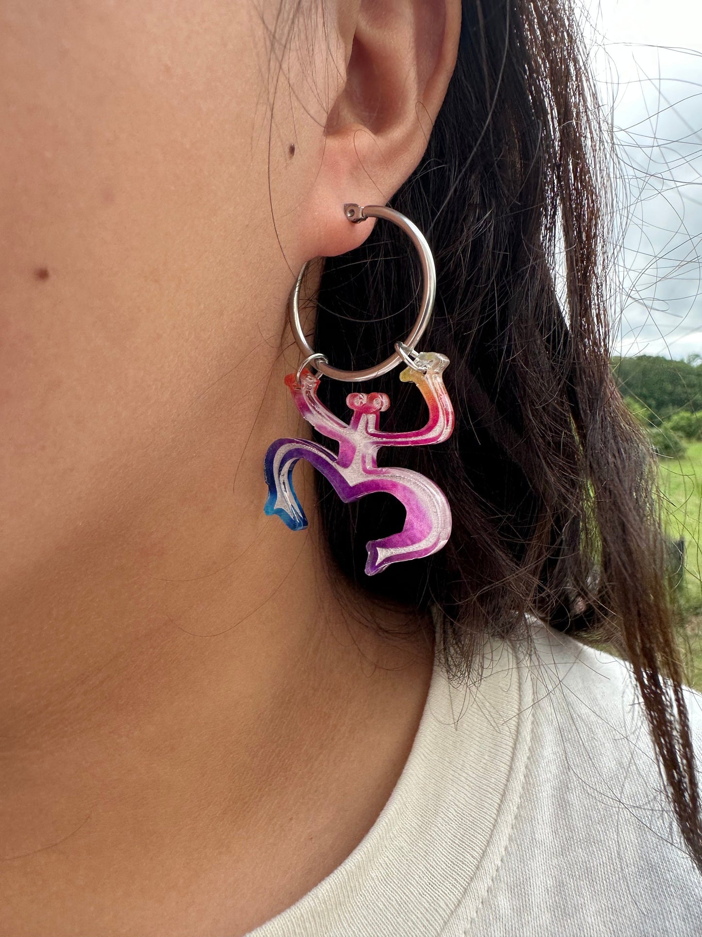 Coqui Taino Sol Hoop Earrings: Colorful Puerto Rican Jewelry