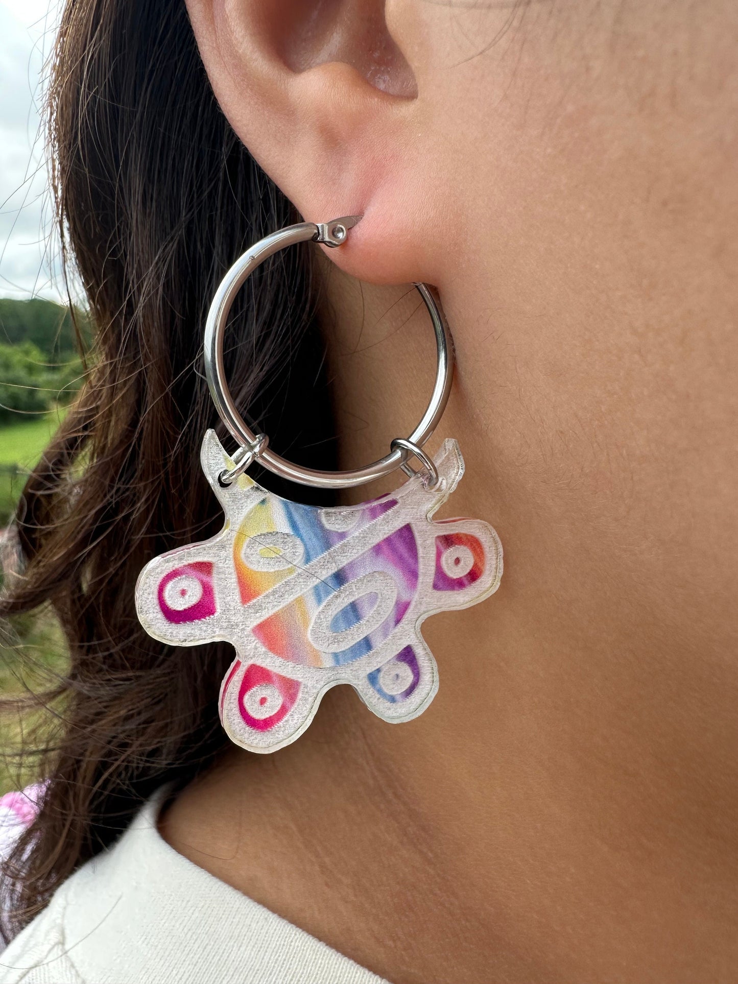 Coqui Taino Sol Hoop Earrings: Colorful Puerto Rican Jewelry