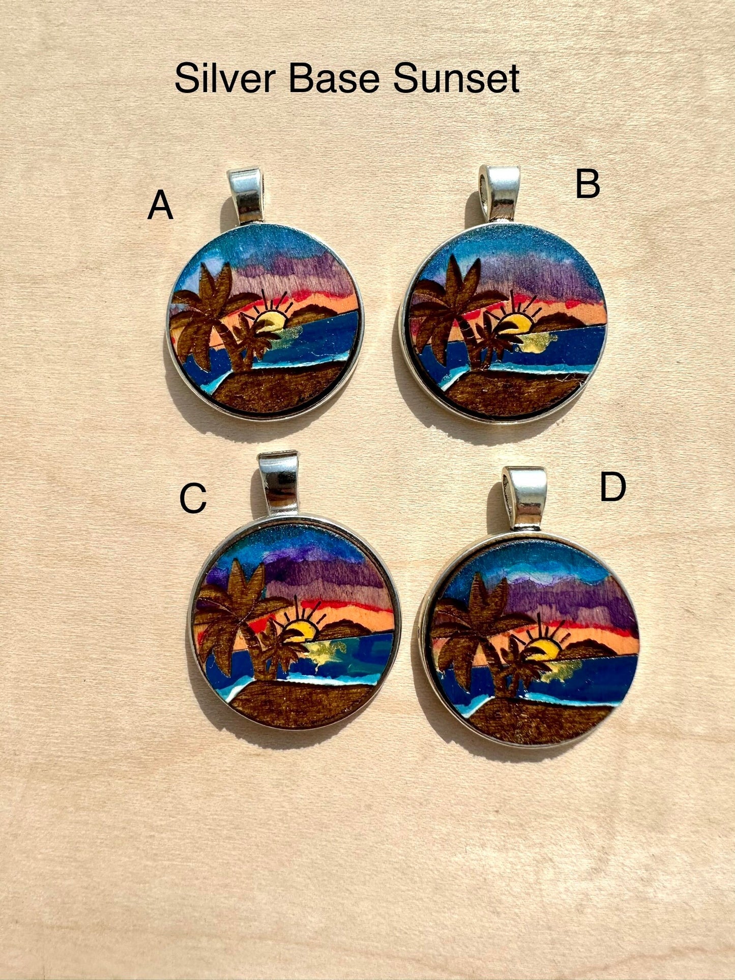 Hand Painted Desecheo Island Necklace: Rincón Sunset Jewelry