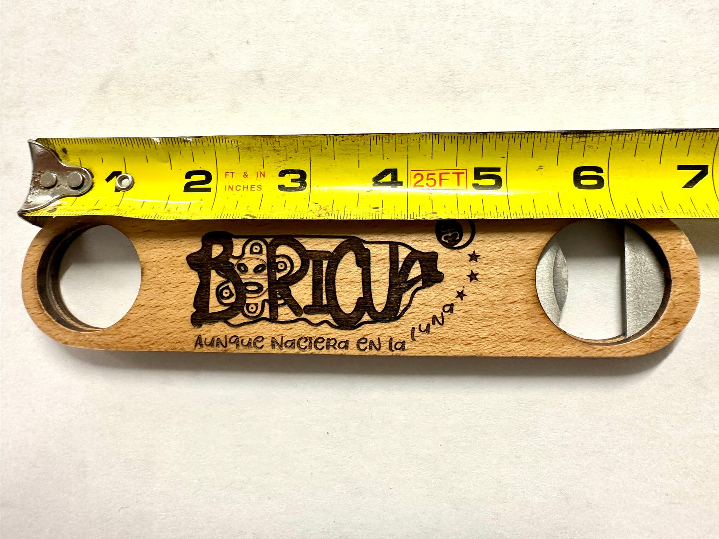 Engraved Wood Bottle Opener: Boricua Taino Coqui Design