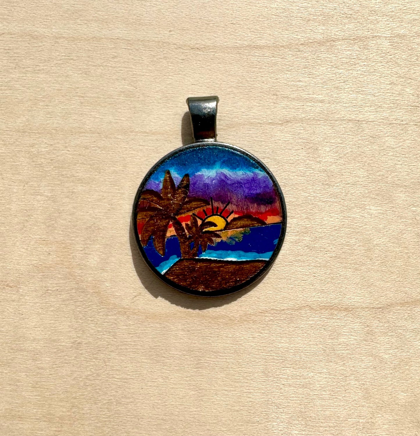 Hand Painted Desecheo Island Necklace: Rincón Sunset Jewelry