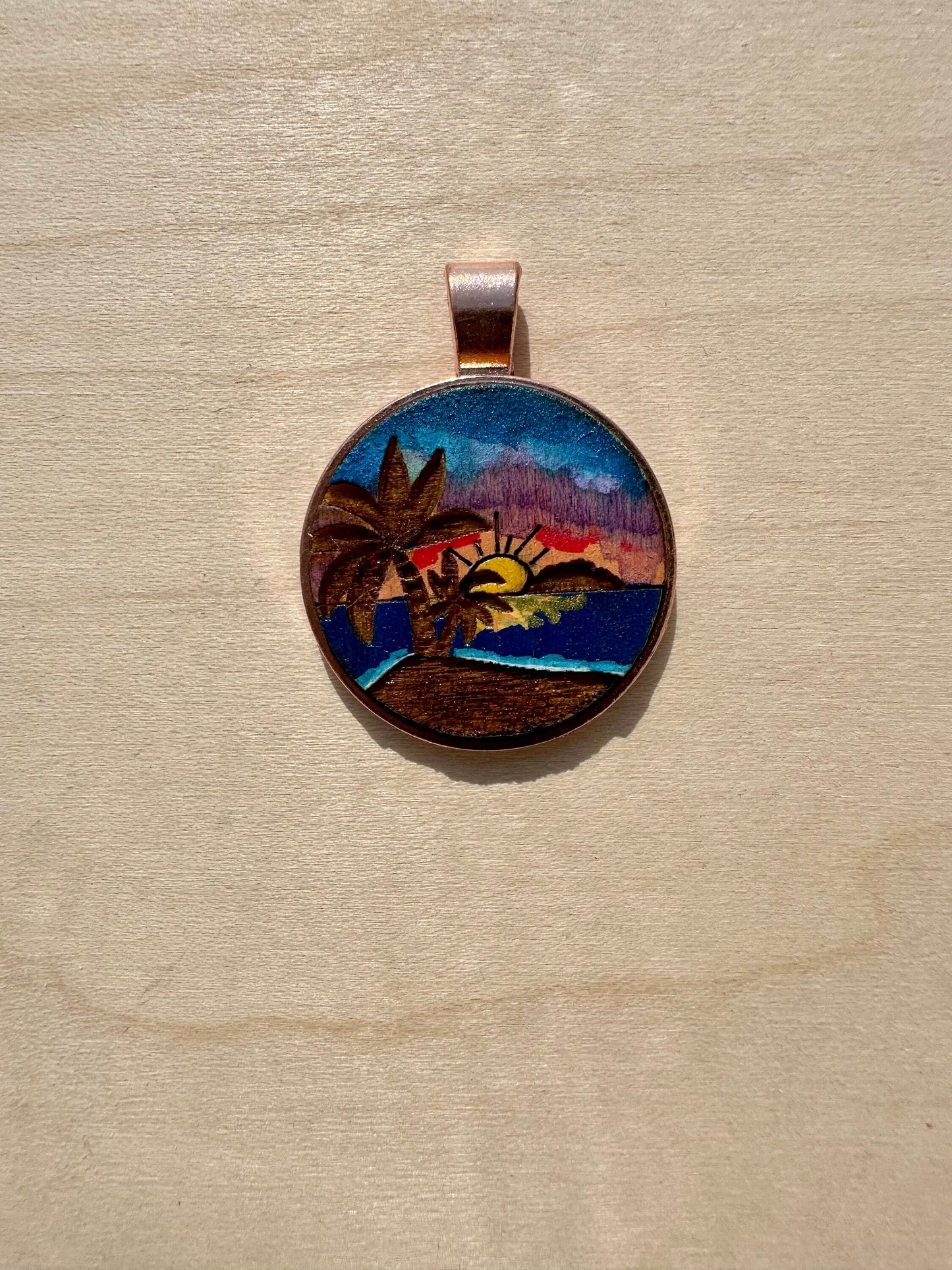 Hand Painted Desecheo Island Necklace: Rincón Sunset Jewelry