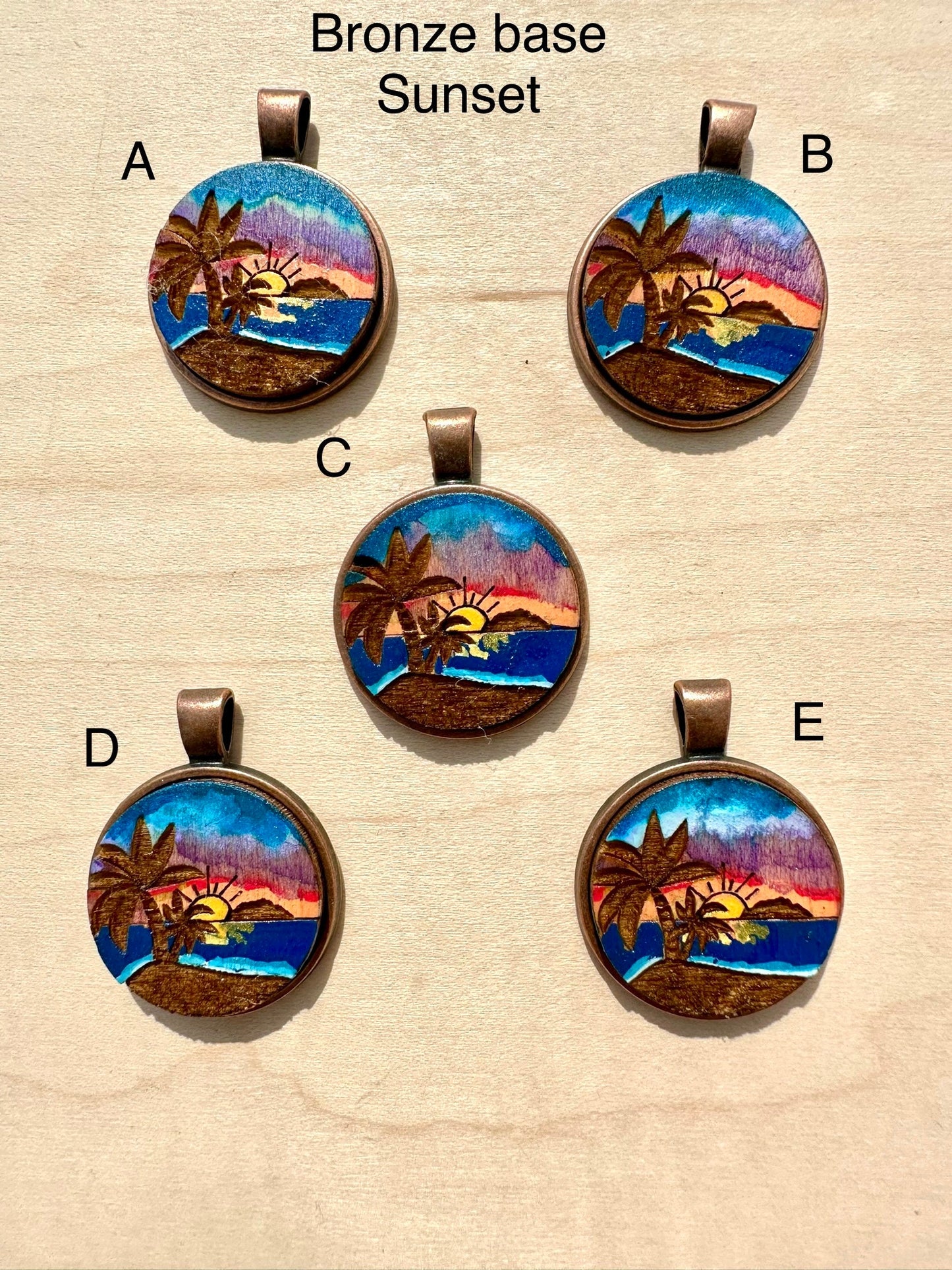 Hand Painted Desecheo Island Necklace: Rincón Sunset Jewelry