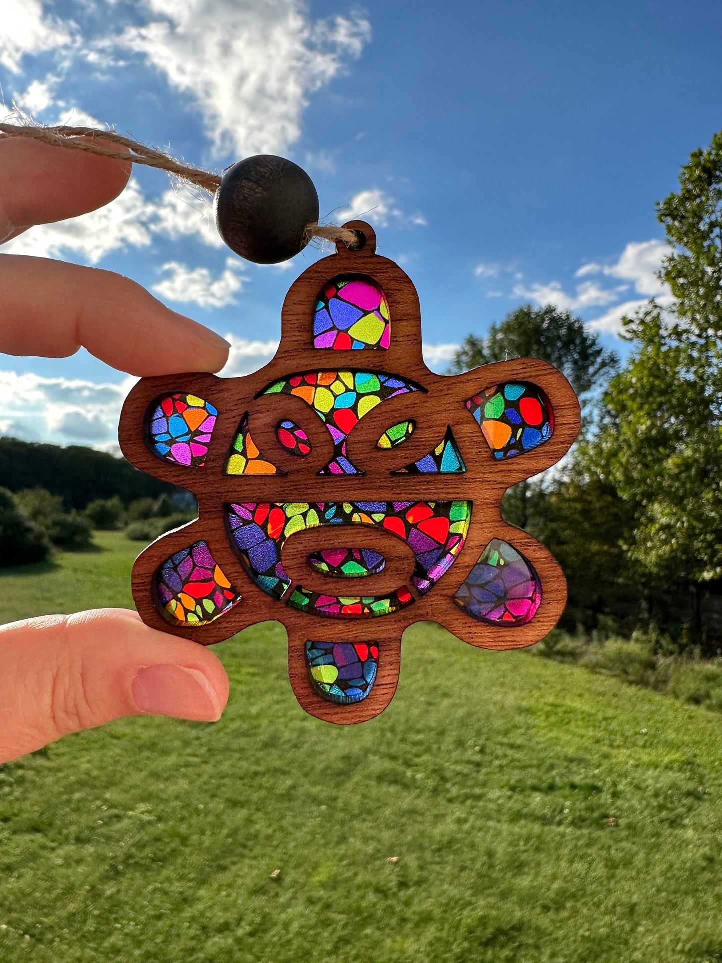 Taino Sol Coqui Car Charm: Boricua Suncatcher Ornament