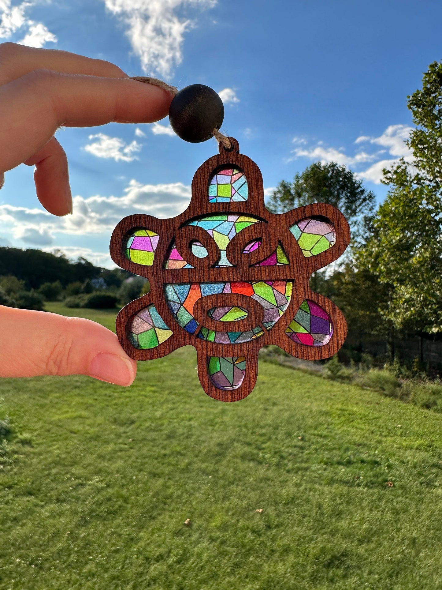 Taino Sol Coqui Car Charm: Boricua Suncatcher Ornament