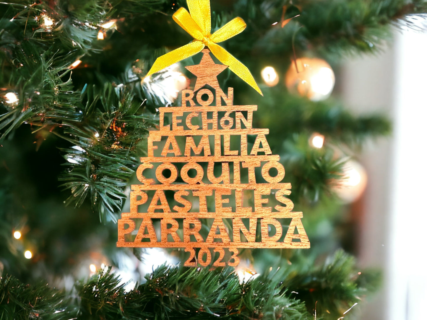Ron Coquito Parranda Wood Christmas Tree Ornament: Puerto Rican Holiday Decor