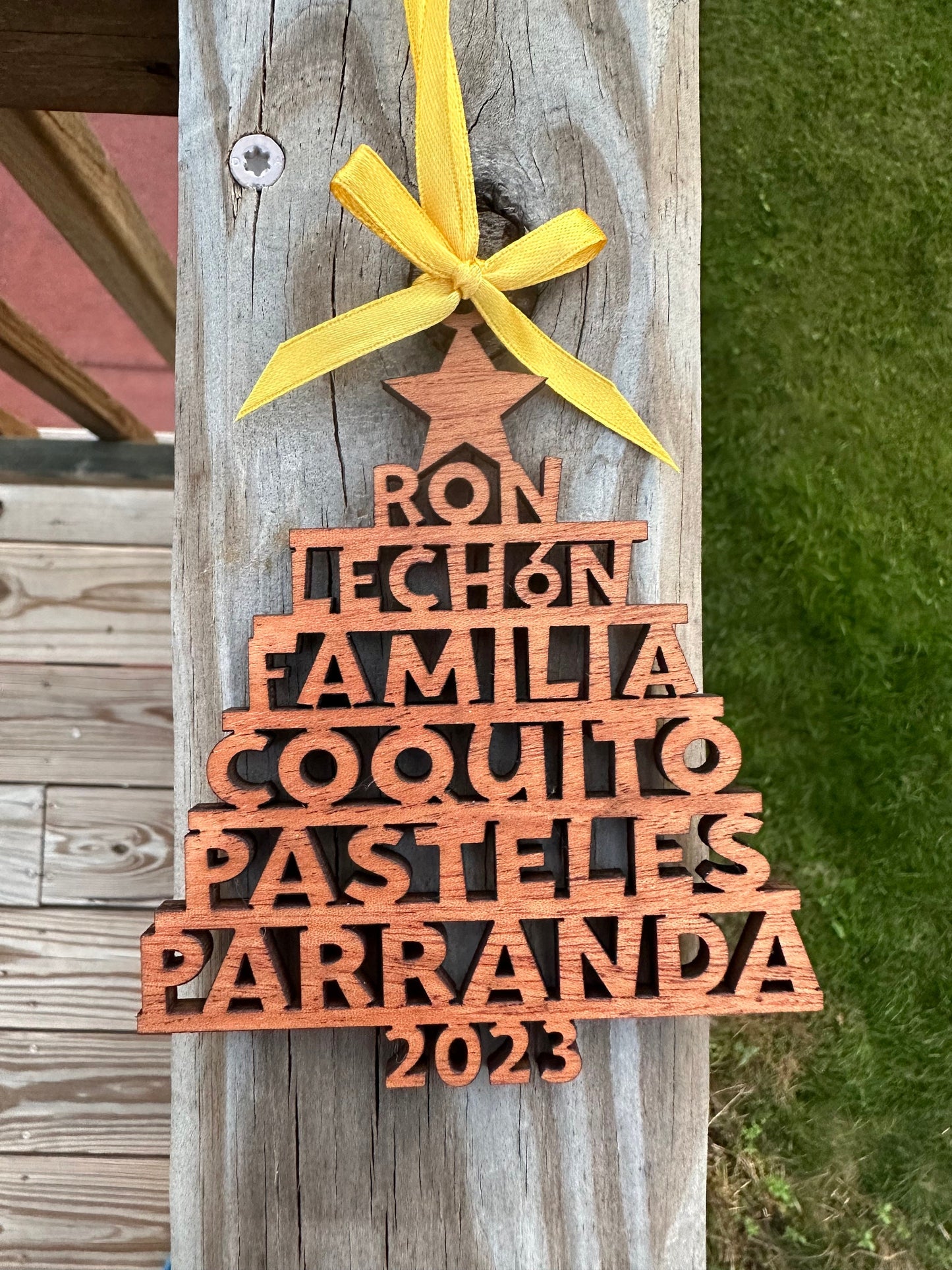 Ron Coquito Parranda Wood Christmas Tree Ornament: Puerto Rican Holiday Decor