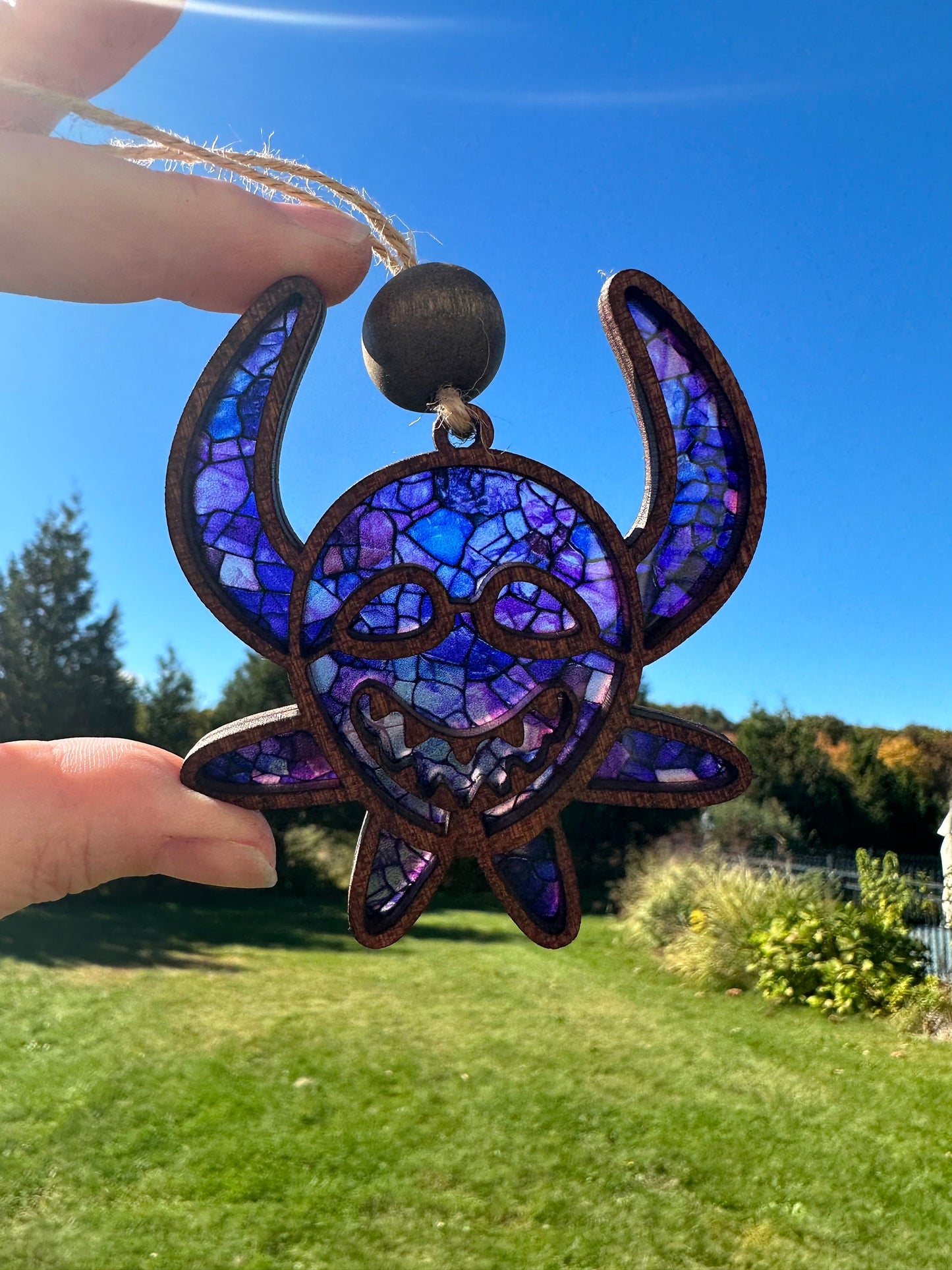Vejigante Mask Car Charm: Puerto Rican Ornament Suncatcher, Stained glass look