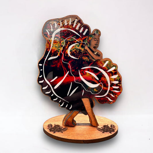 Bomba Dancer Wood Sculpture: Puerto Rican Art Shelf Sitter