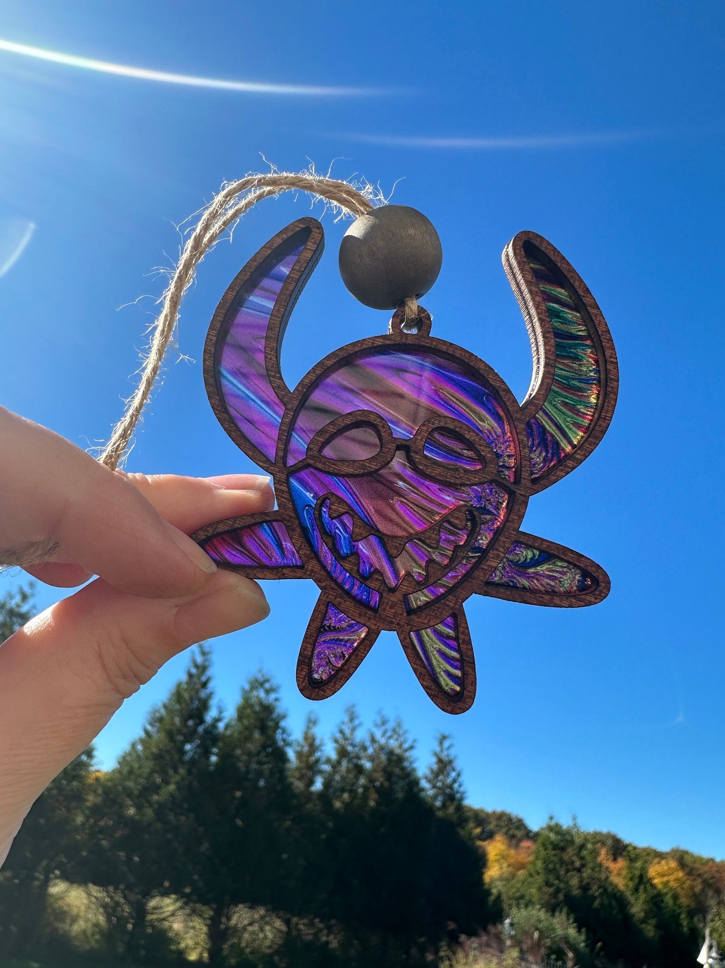 Vejigante Mask Car Charm: Puerto Rican Ornament Suncatcher, Stained glass look