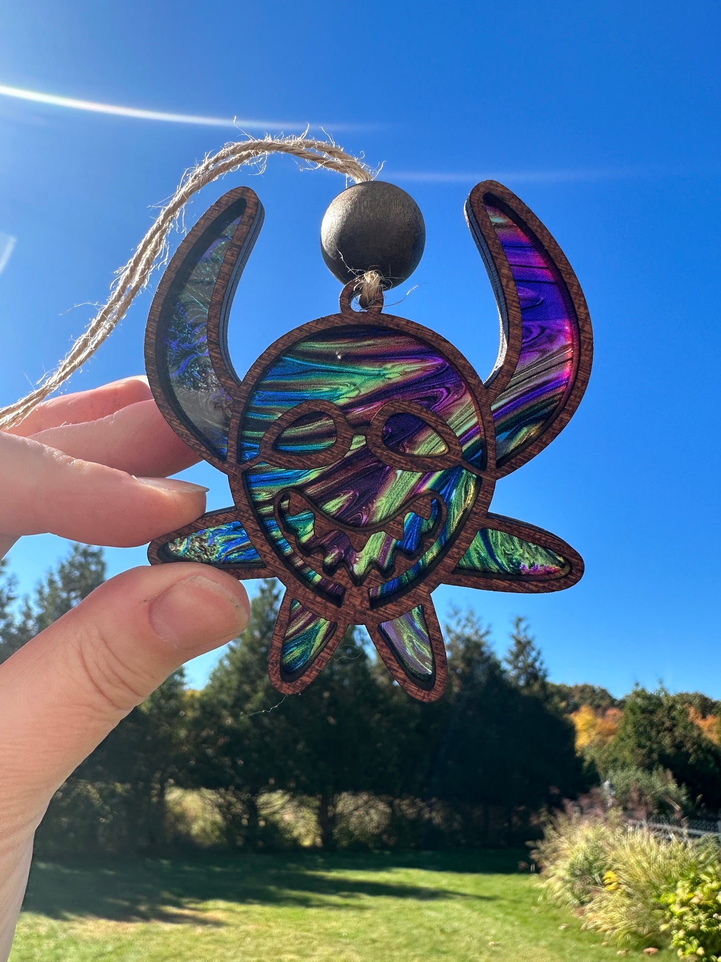 Vejigante Mask Car Charm: Puerto Rican Ornament Suncatcher, Stained glass look