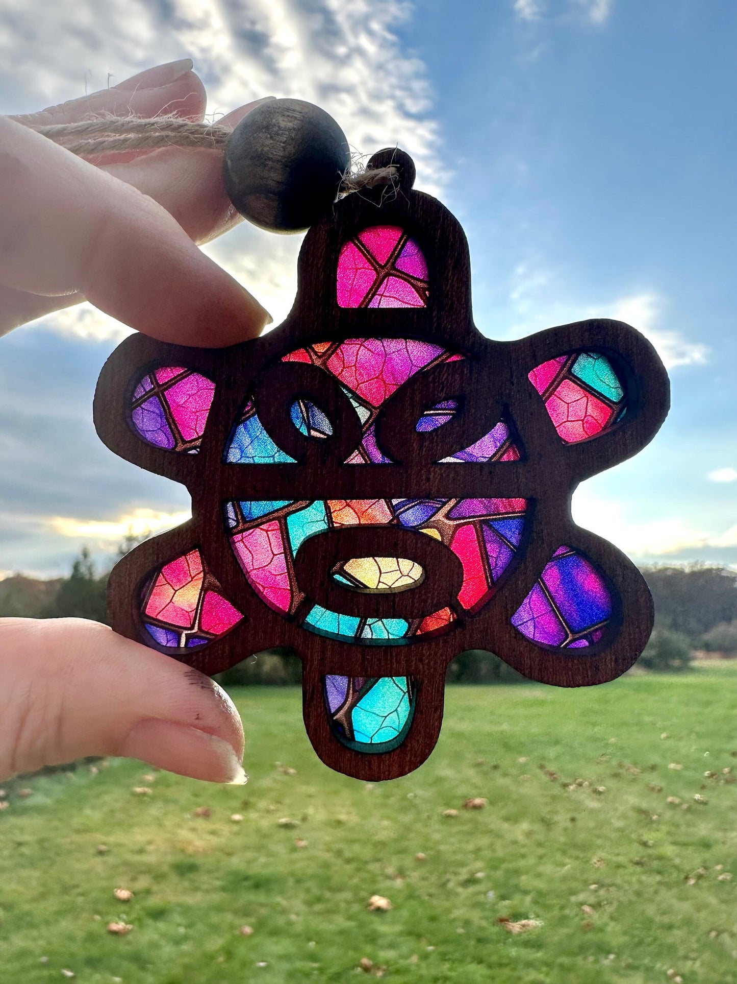 Taino Sol Coqui Car Charm: Boricua Suncatcher Ornament