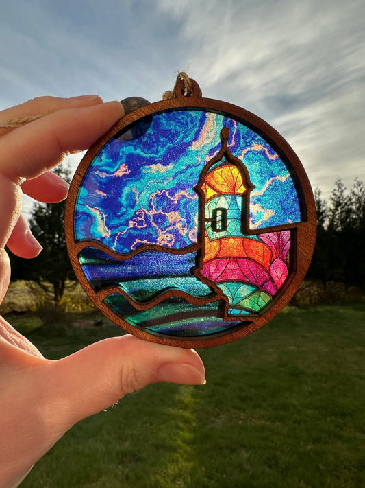 El Morro San Juan Wooden Car Charm: Puerto Rico Suncatcher Ornament