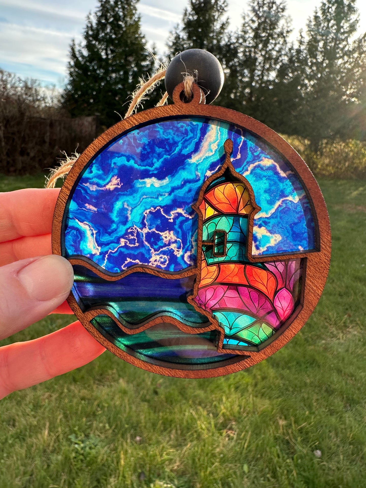 El Morro San Juan Wooden Car Charm: Puerto Rico Suncatcher Ornament