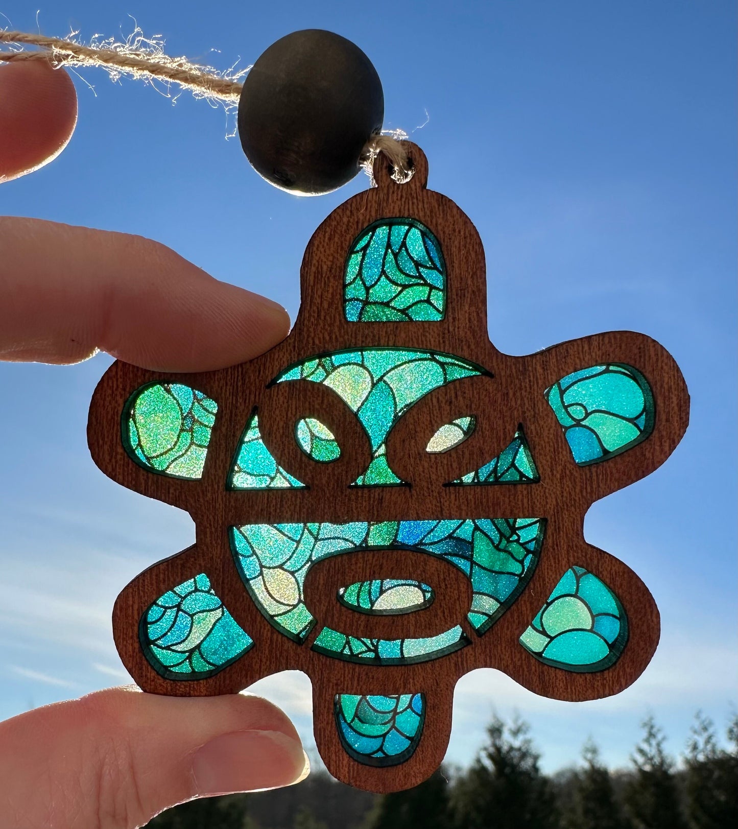 Taino Sol Coqui Car Charm: Boricua Suncatcher Ornament