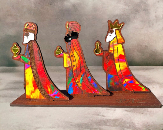 Sapele Wood Three Kings Figurine: Puerto Rican Art Decor