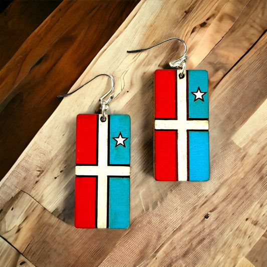 Handpainted Grito de Lares Flag Earrings: Boricua Art, Lightweight Statement