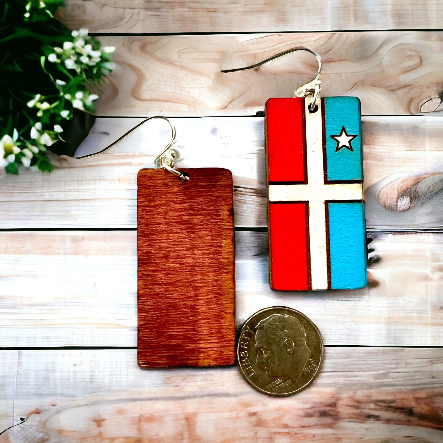 Handpainted Grito de Lares Flag Earrings: Boricua Art, Lightweight Statement