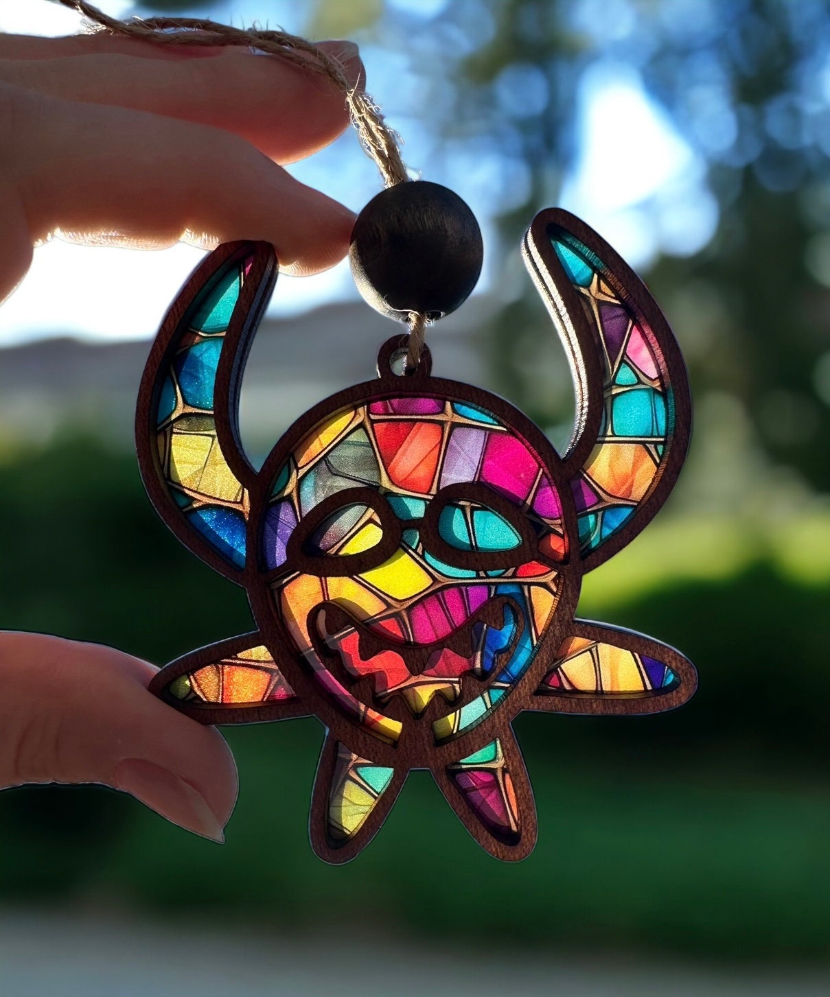 Taino Sol Coqui Car Charm: Boricua Suncatcher Ornament