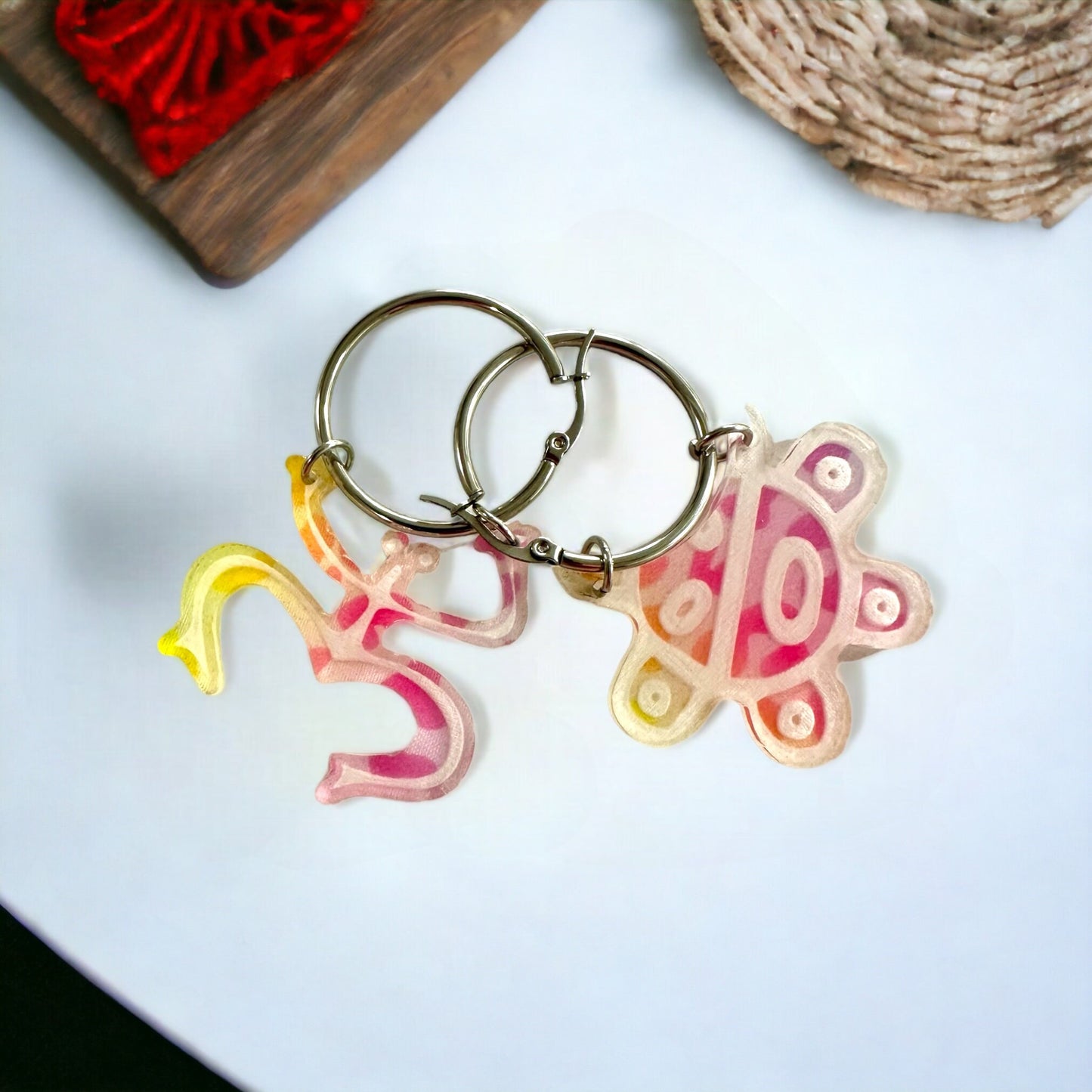 Coqui Taino Sol Hoop Earrings: Colorful Puerto Rican Jewelry