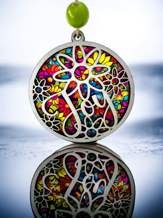 Floral Joy Suncatcher: Colorful Positive Affirmation Car Charm, window art